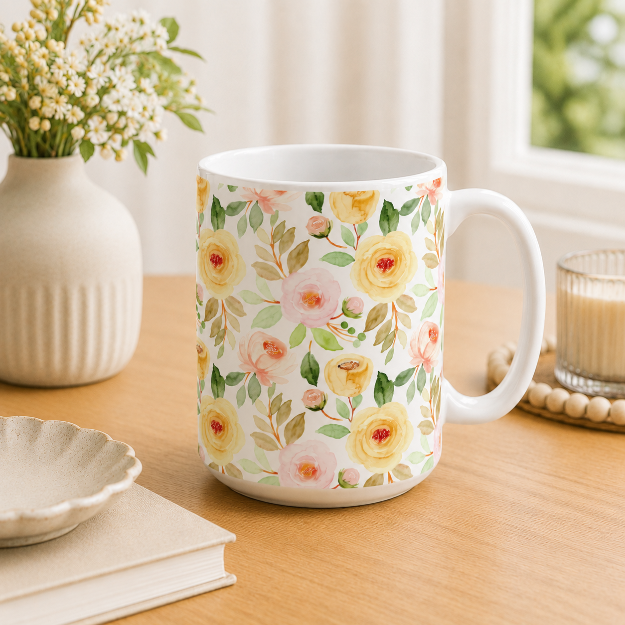 Taza Flores con Cara de Buena